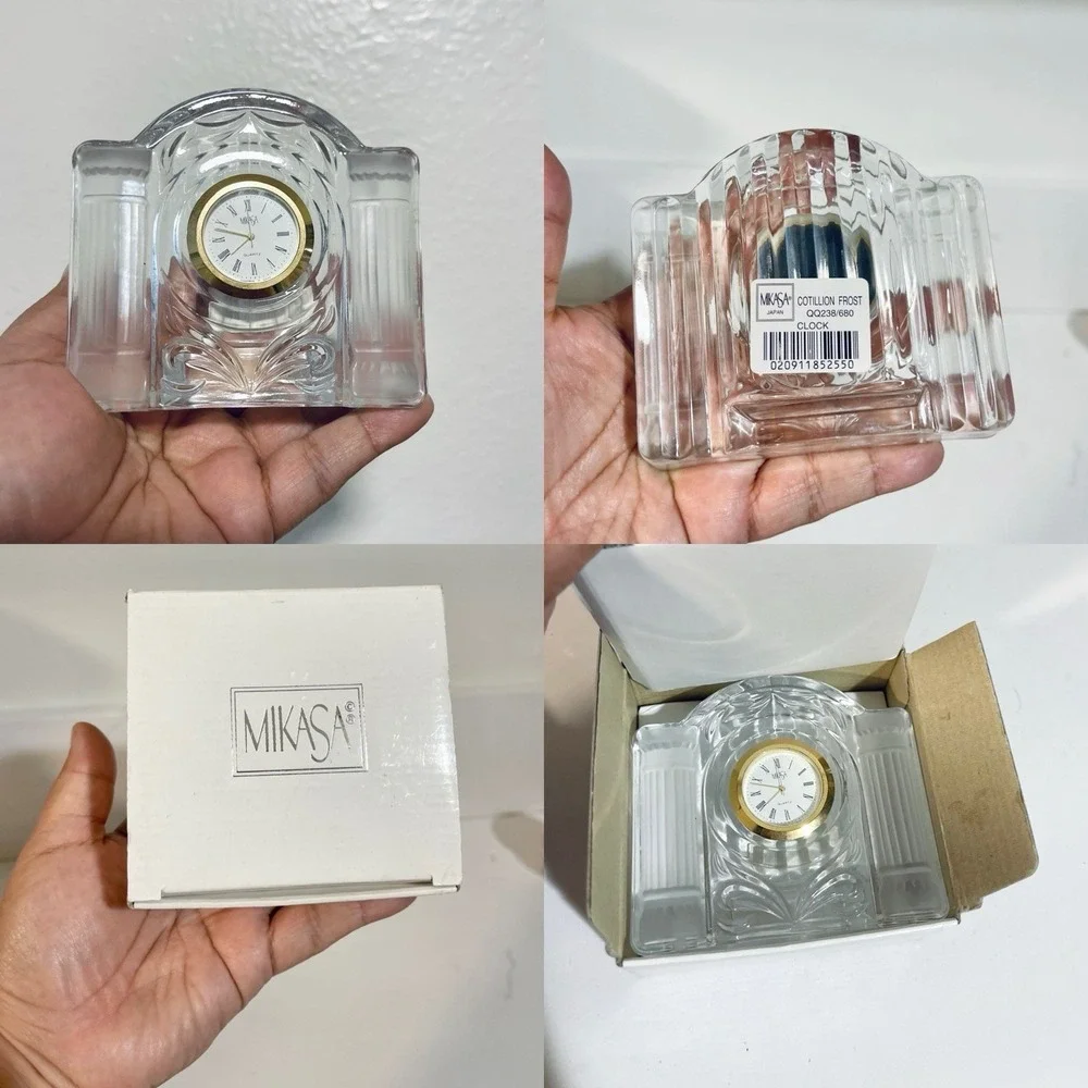 Mikasa Crystal 'Cotillion Frost' Analog‎ Quartz Clock New In Box Vintage